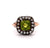 Antique Inspired Peridot Diamond Silver 14 Karat Rose Gold Ring