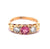 Vintage English Pink Tourmaline Diamond 18 Karat Yellow Gold Three Stone Ring