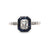 Art Deco Inspired Diamond Sapphire Halo Engagement Ring