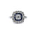 Art Deco Inspired Old Mine Cut Diamond Sapphire Halo Ring