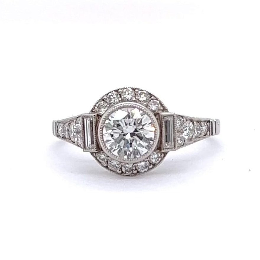 Art Deco Inspired Diamond Platinum Engagement Ring