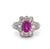 Vintage Pink Sapphire Diamond 18k White Gold Cluster Ring