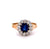 Edwardian Sapphire Diamond 18k Rose Gold Cluster Ring