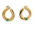Vintage Italian Emerald Diamond 18 Karat Yellow Gold Hoop Earrings