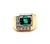 Mid Century Emerald Diamond 18 Karat Rose Gold Platinum Ring