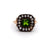 Antique Inspired Peridot Silver 14 Karat Yellow Gold Ring