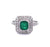 Art Deco Inspired Emerald Diamond Platinum Double Halo Engagement Ring