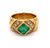 Vintage GIA Colombian Emerald Diamond 18 Karat Yellow Gold Band Ring