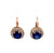 Edwardian Synthetic Sapphire Diamond 14k Yellow Gold Cluster Earrings