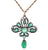 Victorian Emerald Diamond Silver 14k Rose Gold Pendant