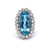 Mid Century French 10.23 Carats Aquamarine Diamond Platinum Cluster Ring