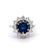 Mid Century French 1.96 Sapphire Diamond Platinum 18k White Gold Cluster Ring