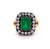 Victorian Revival GIA Brazilian Emerald Diamond Silver Yellow Gold Cluster Ring