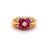 Vintage Ruby Diamond 18k Yellow Gold Flower Ring