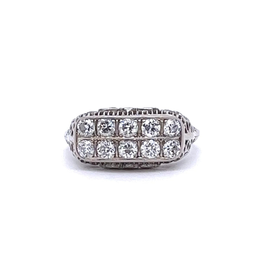 Art Deco 0.50 Carat Diamond 14 Karat White Gold Ring