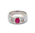 Austrian Art Deco Ruby Diamond 14 Karat White Gold Three Stone Bezel Set Ring