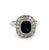 Art Deco French Sapphire Diamond Platinum 18k Gold Halo Ring