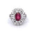 Mid Century French 1.47 Carats Ruby Diamond Platinum Cluster Ring