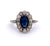 Edwardian Sapphire Diamond 14k White Gold Cluster Ring