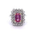 Vintage GIA 2.14 Carats Purple-Pink Sapphire Diamond 18 Karat White Gold Cluster Ring