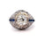Art Deco GIA 1.72 Carats Old Mine Cut Diamond Sapphire Platinum Filigree Ring