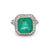 Art Deco Inspired 4.27 Carats Emerald Diamond Platinum Halo Ring