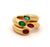 Vintage Cartier Gemstone 18k Yellow Gold Ellipse Deux Tetes Croisees Bypass Ring Set
