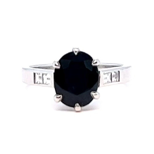 GIA Australian No Heat Sapphire Diamond Platinum Ring
