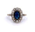 Edwardian Sapphire Diamond 14k White Gold Cluster Ring