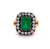 Victorian Revival GIA Brazilian Emerald Diamond Silver Yellow Gold Cluster Ring