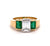 Vintage GIA 1.53 Carats Emerald Cut Diamond Emerald 18k Yellow Gold Three Stone Ring