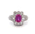 Vintage Pink Sapphire Diamond 18k White Gold Cluster Ring