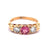 Vintage English Pink Tourmaline Diamond 18 Karat Yellow Gold Three Stone Ring