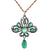 Victorian Emerald Diamond Silver 14k Rose Gold Pendant