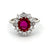 Vintage AIG 1.00 Carats Ruby Diamond 18k White Gold Cluster Ring