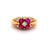 Vintage Ruby Diamond 18k Yellow Gold Flower Ring