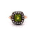 Antique Inspired Peridot Diamond Silver 14 Karat Rose Gold Ring