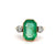 Antique French GIA Russian Emerald Diamond 18k Yellow Gold Platinum Three Stone Ring