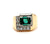 Mid Century Emerald Diamond 18 Karat Rose Gold Platinum Ring