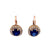Edwardian Synthetic Sapphire Diamond 14k Yellow Gold Cluster Earrings