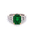 Vintage GIA Sandawana Emerald Diamond 18 Karat White Gold Ring