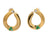 Vintage Italian Emerald Diamond 18 Karat Yellow Gold Hoop Earrings