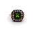 Antique Inspired Peridot Silver 14 Karat Yellow Gold Ring
