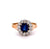 Edwardian Sapphire Diamond 18k Rose Gold Cluster Ring