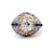 Art Deco GIA 1.72 Carats Old Mine Cut Diamond Sapphire Platinum Filigree Ring