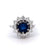 Mid Century French 1.96 Sapphire Diamond Platinum 18k White Gold Cluster Ring