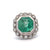 Vintage GIA Colombian Emerald Diamond 14k White Gold Cluster Cocktail Ring