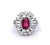 Mid Century French 1.47 Carats Ruby Diamond Platinum Cluster Ring