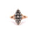 Victorian Old Mine Cut Diamond 18 Karat Rose Gold Navette Ring