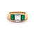 Vintage GIA 1.53 Carats Emerald Cut Diamond Emerald 18k Yellow Gold Three Stone Ring